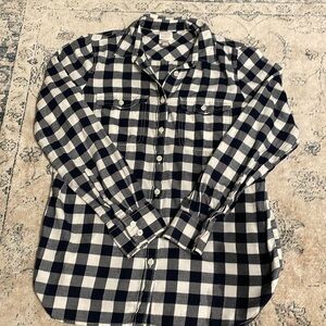 J Crew Navy Buffalo Check Button Down Shirt